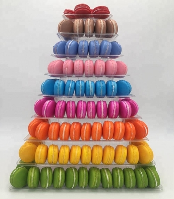 9 Tier Plastic Square Macaron Tower Stand Display Đối với đóng gói thực phẩm ăn uống Pháp