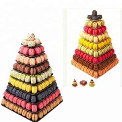 9 Tier Plastic Square Macaron Tower Stand Display Đối với đóng gói thực phẩm ăn uống Pháp