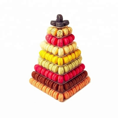 9 Tier Plastic Square Macaron Tower Stand Display Đối với đóng gói thực phẩm ăn uống Pháp
