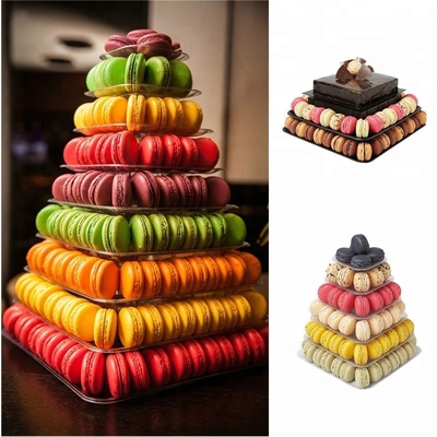 9 Tier Plastic Square Macaron Tower Stand Display Đối với đóng gói thực phẩm ăn uống Pháp