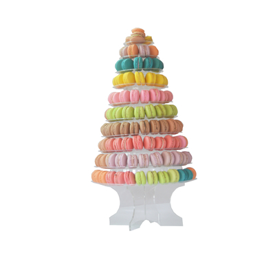 Hình đen rõ ràng 10 Tier Macaron Blister Tower Stand Packaging With Acrylic Best Cake Decoration