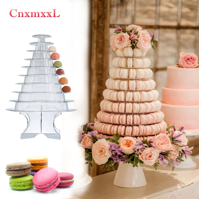 Hình đen rõ ràng 10 Tier Macaron Blister Tower Stand Packaging With Acrylic Best Cake Decoration