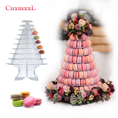 Hình đen rõ ràng 10 Tier Macaron Blister Tower Stand Packaging With Acrylic Best Cake Decoration