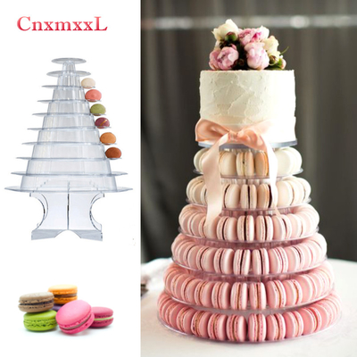 Hình đen rõ ràng 10 Tier Macaron Blister Tower Stand Packaging With Acrylic Best Cake Decoration