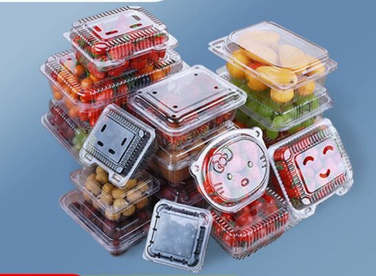 Thiết kế tùy chỉnh bao bì bắp phồng PET tái chế với niêm phong nhiệt cho hộp bao bì trái cây trong suốt