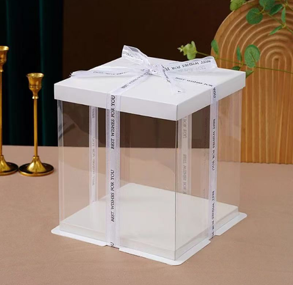 Transparent plastic cake box with high transparency PET double-sided protective film for 6", 8", 10" and 12" birthday packaging boxes