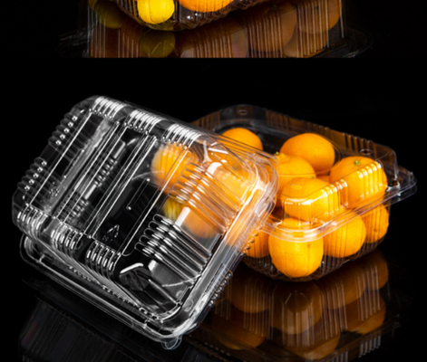clamshell punnet   one‑piece hinged box  clear blister container grocery fruit container fruit display box