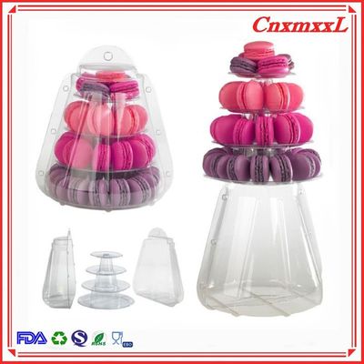 Đế trưng bày thực phẩm tráng miệng Tháp Macaron 4 tầng cho cửa hàng bánh ngọt Hộp đóng gói đồ ngọt